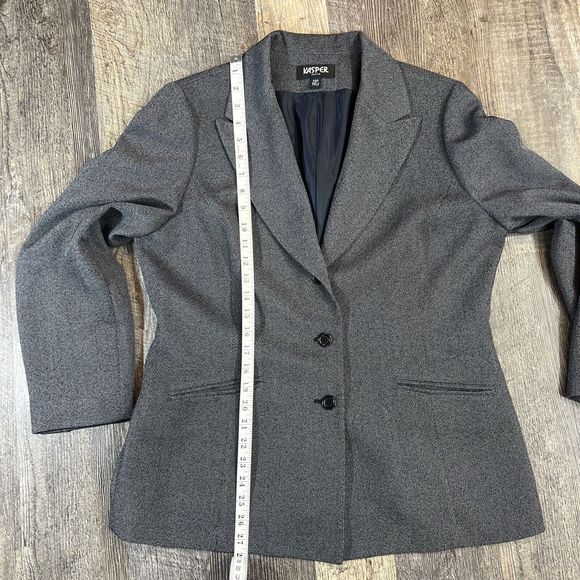 Kasper Black Gray Jacket Office Work Career Blazer Size 14P - Picture 9 of 11